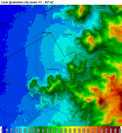 Linan elevation map