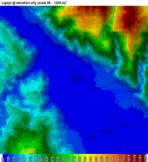 Ligaya elevation map