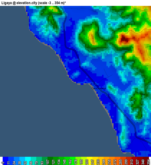 Ligaya elevation map