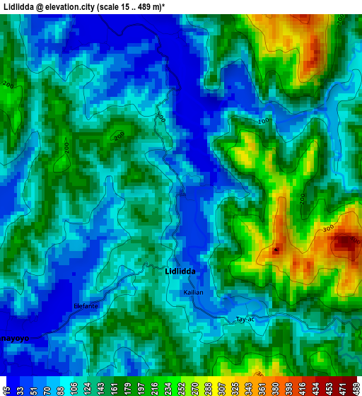 Lidlidda elevation map