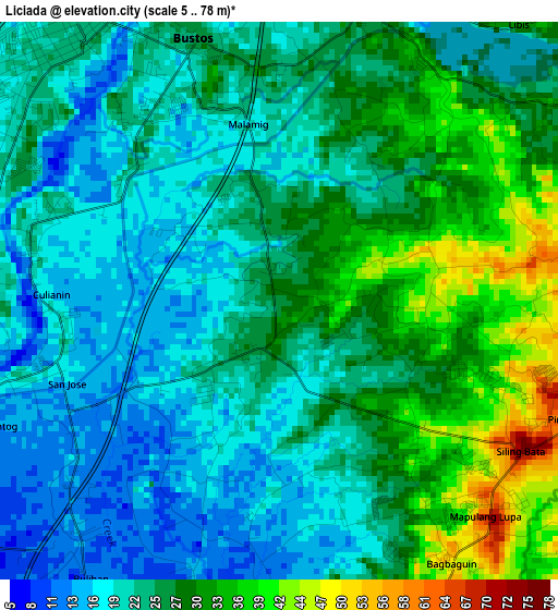 Liciada elevation map