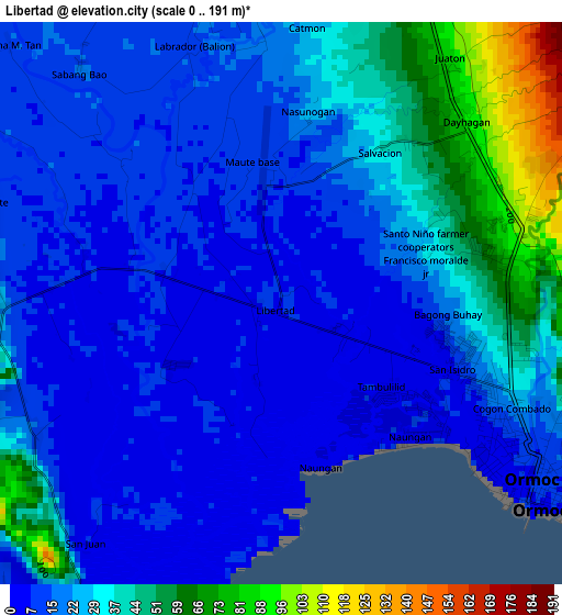 Libertad elevation map