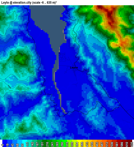 Leyte elevation map