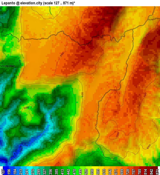 Lepanto elevation map