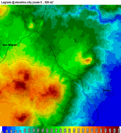 Legrada elevation map