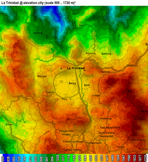 La Trinidad elevation map