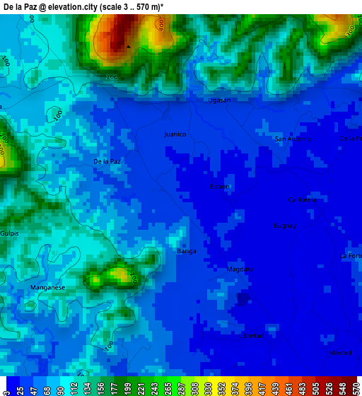 De la Paz elevation map