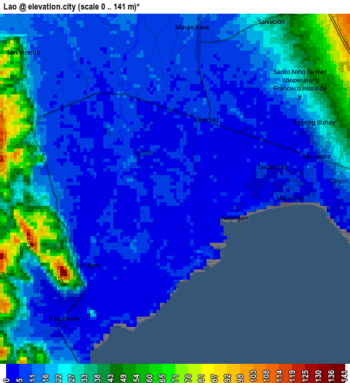 Lao elevation map