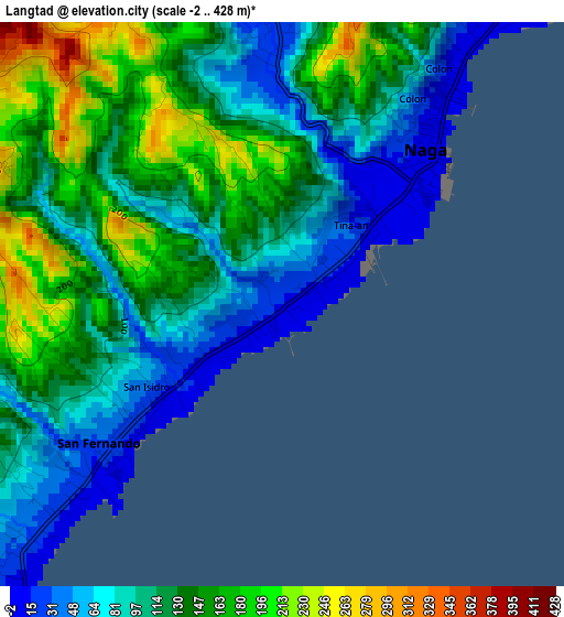 Langtad elevation map