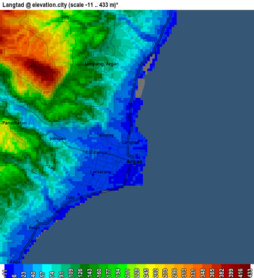 Langtad elevation map