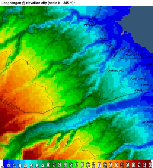 Langcangan elevation map