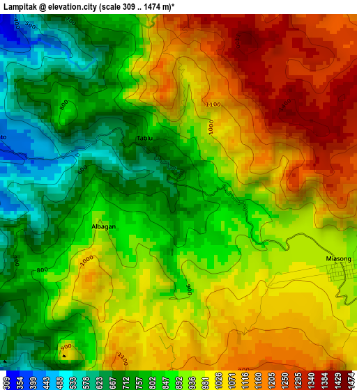 Lampitak elevation map