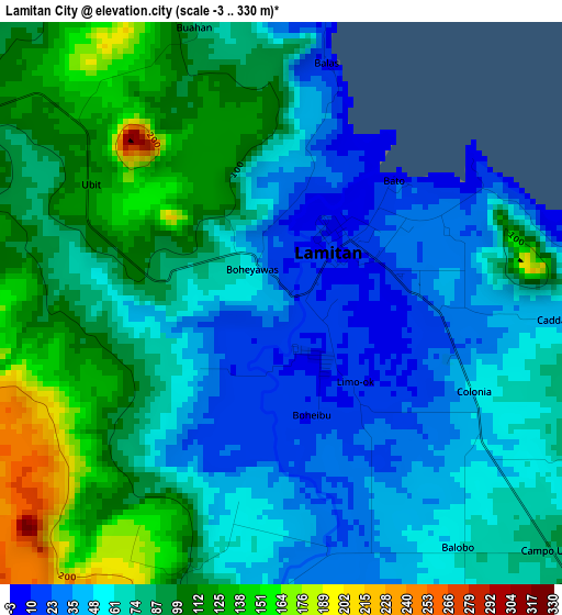 Lamitan City elevation map