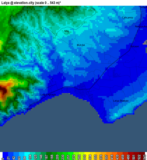 Laiya elevation map