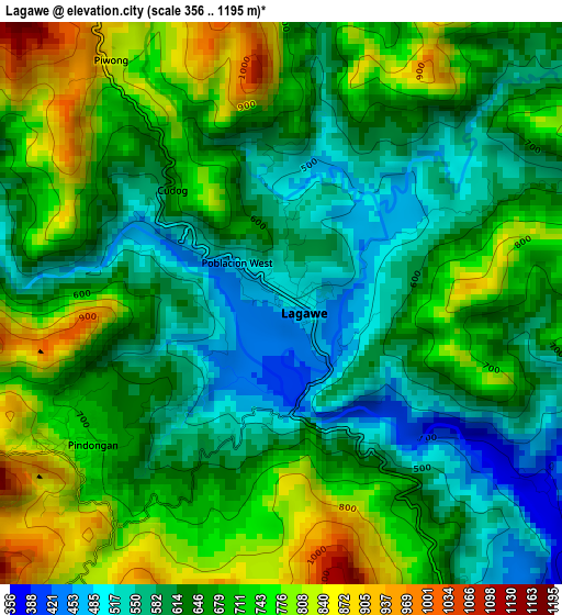 Lagawe elevation map