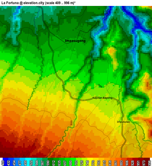 La Fortuna elevation map