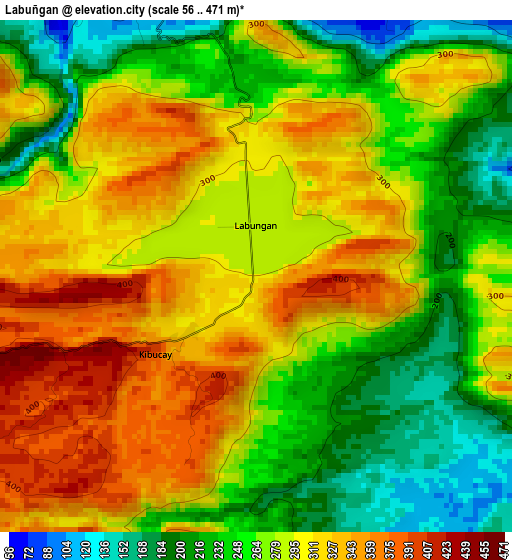 Labuñgan elevation map