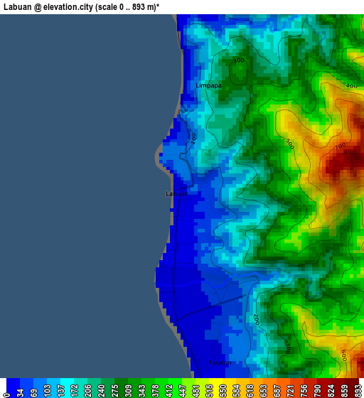 Labuan elevation map