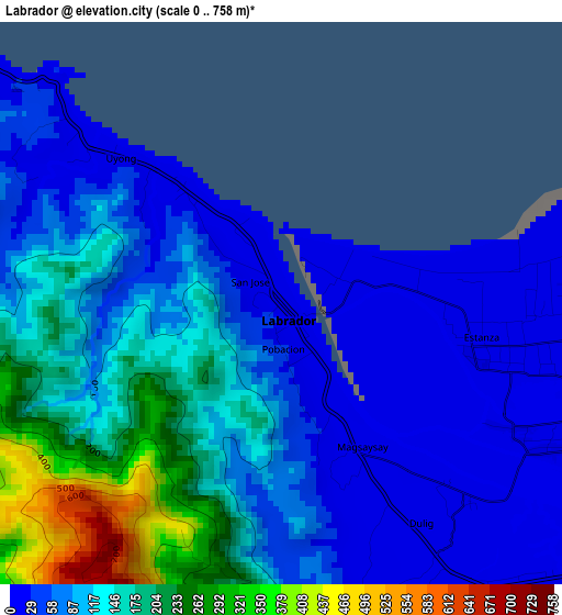 Labrador elevation map