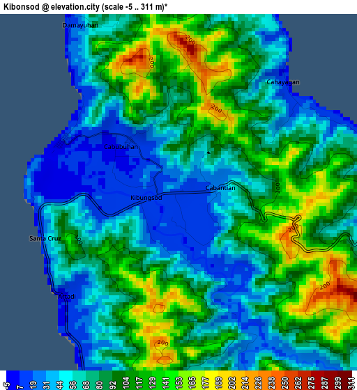 Kibonsod elevation map