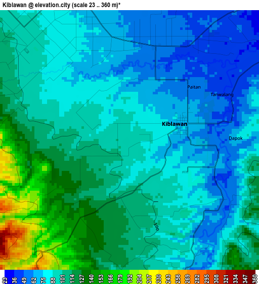 Kiblawan elevation map