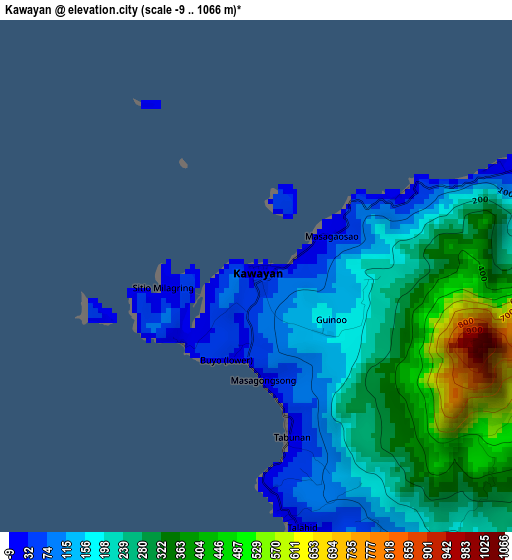 Kawayan elevation map