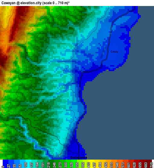 Cawayan elevation map