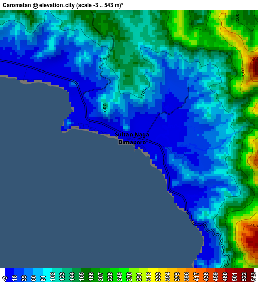 Caromatan elevation map