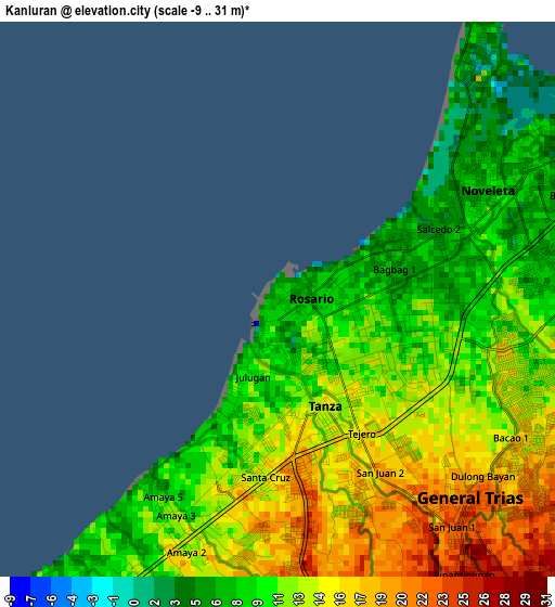 Kanluran elevation map