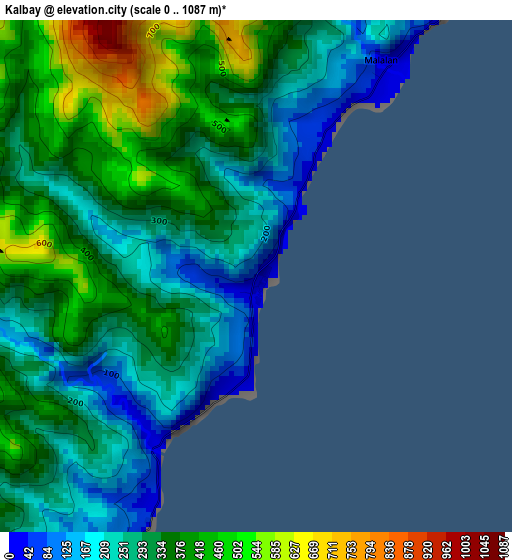 Kalbay elevation map