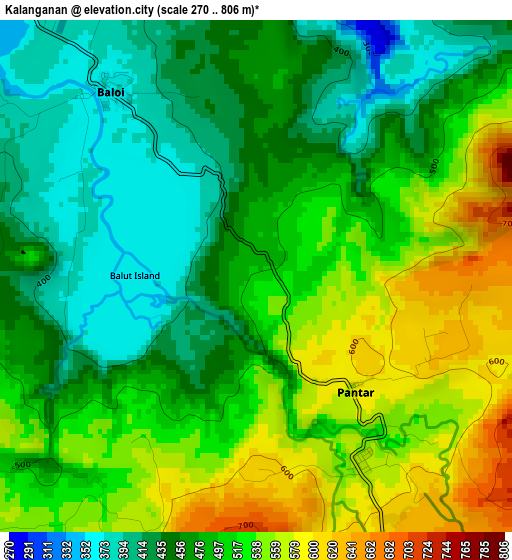 Kalanganan elevation map