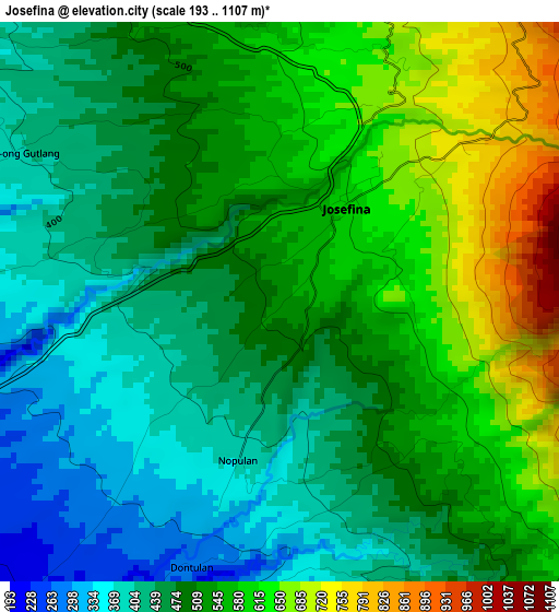 Josefina elevation map