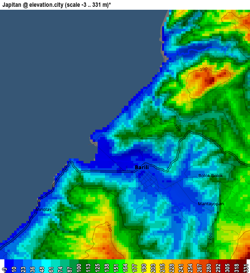 Japitan elevation map