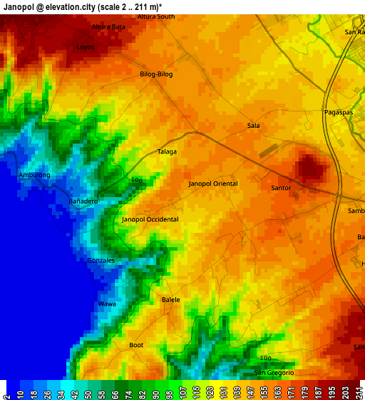 Janopol elevation map