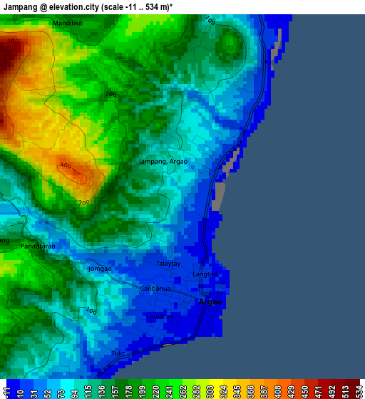 Jampang elevation map