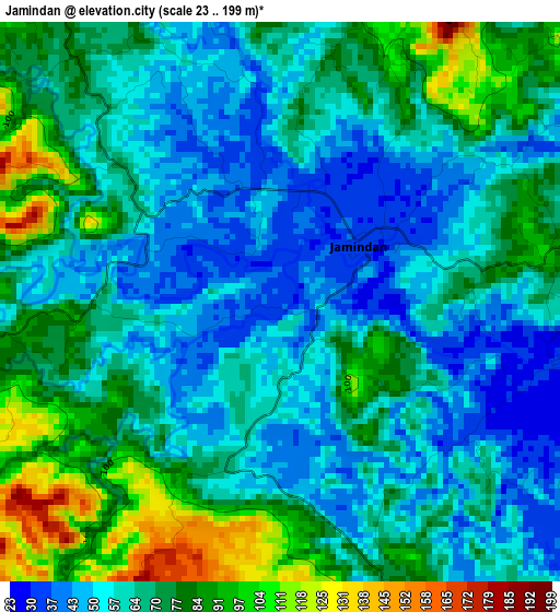 Jamindan elevation map