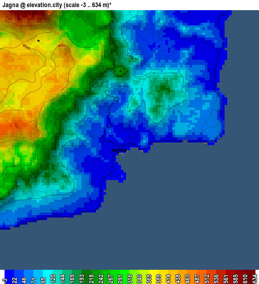 Jagna elevation map