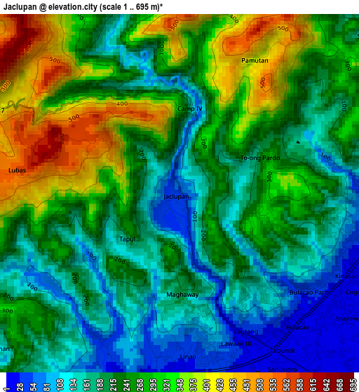 Jaclupan elevation map