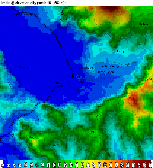 Irosin elevation map