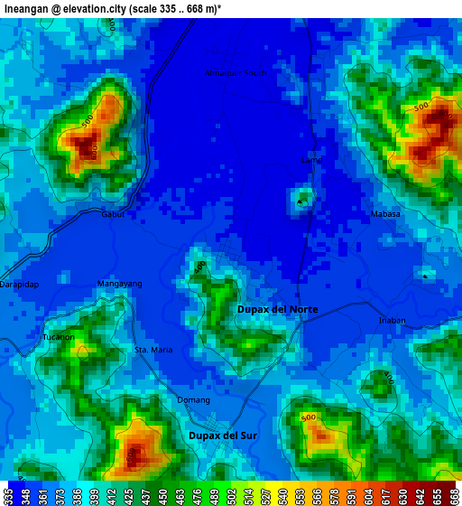 Ineangan elevation map