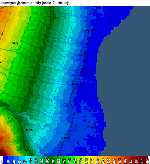 Inawayan elevation map