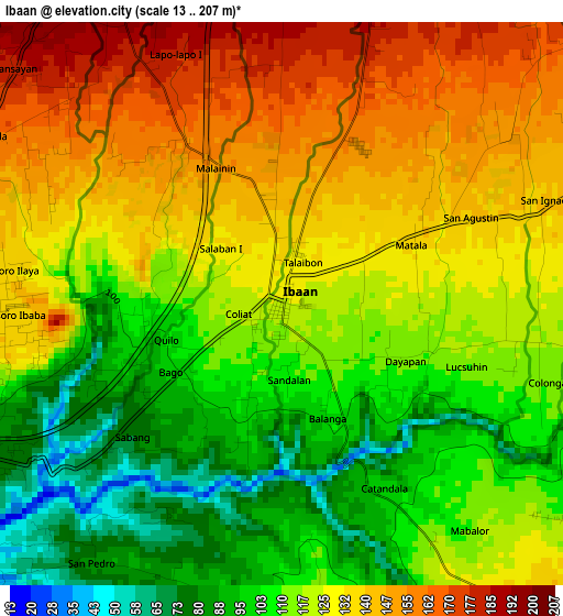 Ibaan elevation map