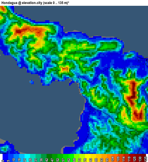 Hondagua elevation map