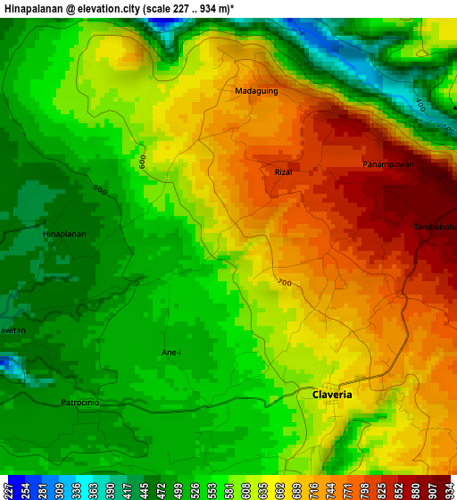 Hinapalanan elevation map