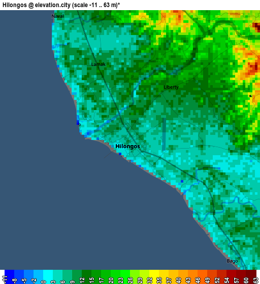 Hilongos elevation map