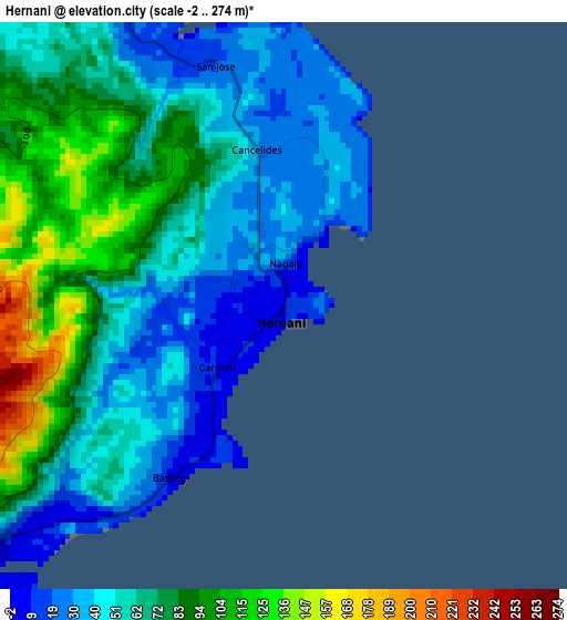 Hernani elevation map