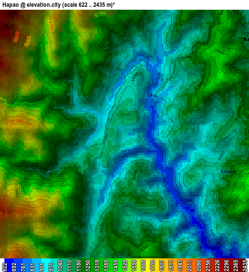 Hapao elevation map