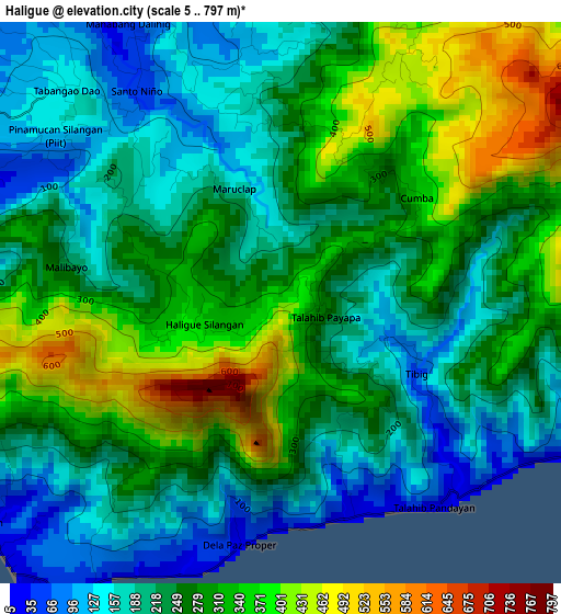 Haligue elevation map