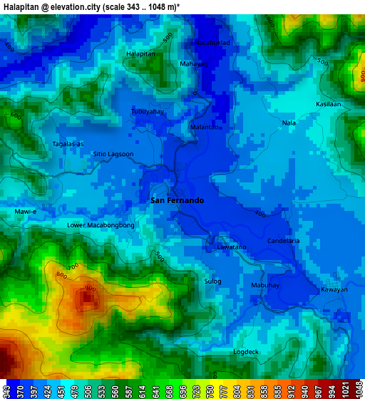 Halapitan elevation map