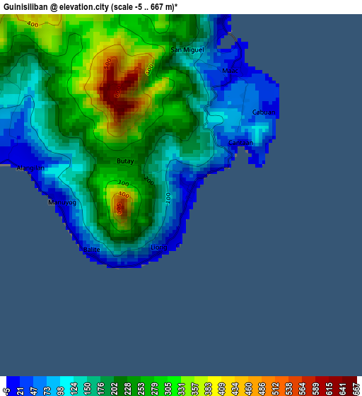 Guinisiliban elevation map